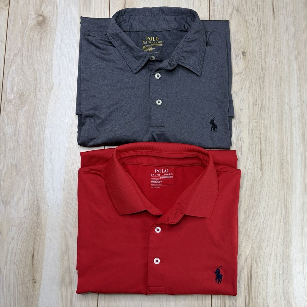 Polo Ralph Lauren Mens Performance Polo Shirt Size Medium Preppy Lot Of 2